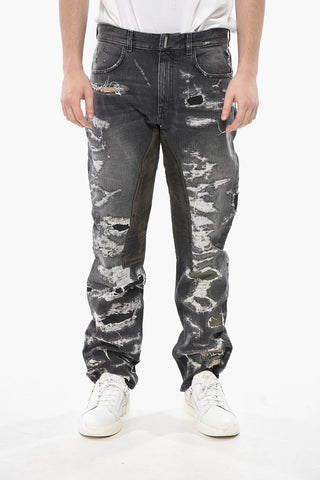 Distressed Regular-Fit-Jeans mit Aufnähern 20cm