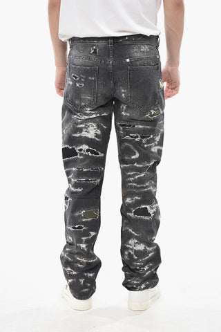 Distressed Regular-Fit-Jeans mit Aufnähern 20cm