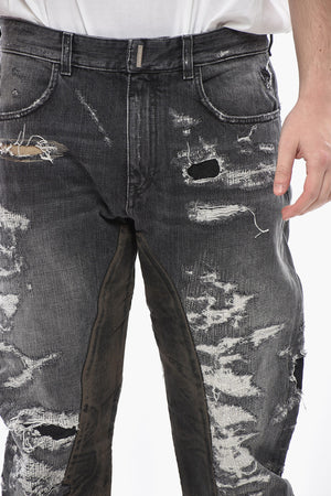 Jeans Distressed Regular Fit con Toppe 20cm