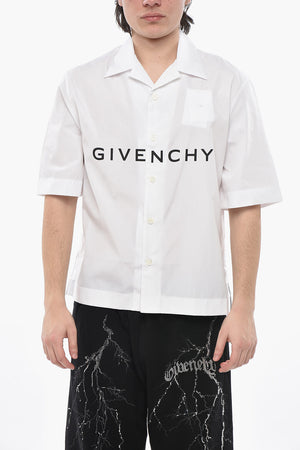 Cotton Bowling Shirt with Printed Logo
