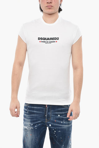 Slim-Fit-Rundhals-T-Shirt mit Rippenstruktur