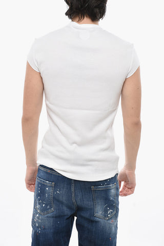 Slim-Fit-Rundhals-T-Shirt mit Rippenstruktur