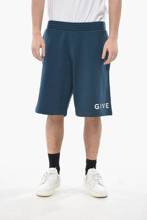 Brushed-Jersey Shorts With Printed Logo