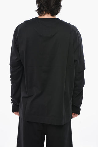 Rundhals-T-Shirt aus Doppelstoff mit logobesetzten Ärmeln