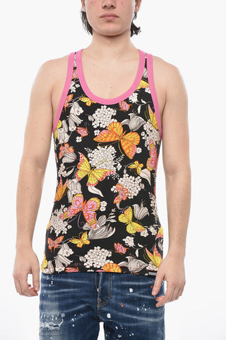 Underwear Tank Top with Floral Motif