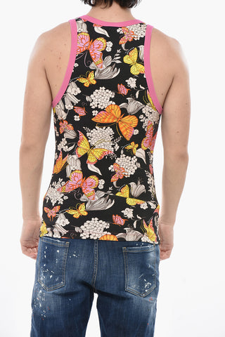 Underwear Tank Top with Floral Motif