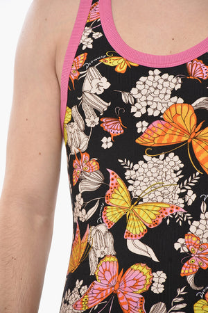 Underwear Tank Top with Floral Motif