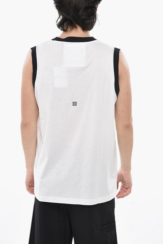 Tanktop Aus Baumwolle Mit Kontrastierenden Bündchen Und V-Ausschnitt