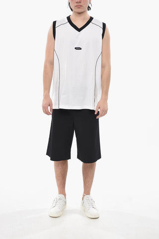 Tanktop Aus Baumwolle Mit Kontrastierenden Bündchen Und V-Ausschnitt
