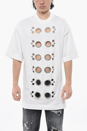 Oversize T-Shirt Aus Baumwolle Mit Dekorativen Ösen