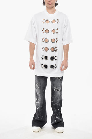 Oversize T-Shirt Aus Baumwolle Mit Dekorativen Ösen