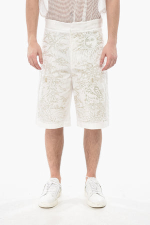 Cotton Shorts with All-Over Embroidery