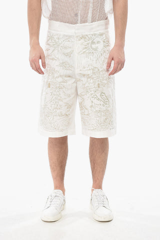 Shorts aus Baumwolle mit Allover-Stickerei