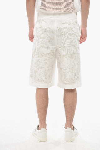 Shorts aus Baumwolle mit Allover-Stickerei
