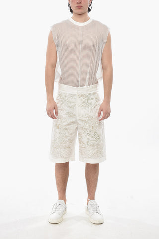 Shorts aus Baumwolle mit Allover-Stickerei