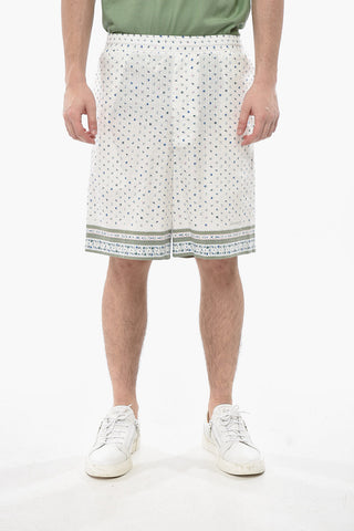 Shorts aus strukturiertem Baumwollstoff mit Blumenmuster
