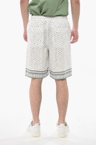 Shorts aus strukturiertem Baumwollstoff mit Blumenmuster