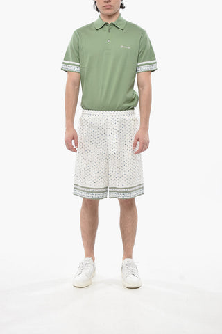 Shorts aus strukturiertem Baumwollstoff mit Blumenmuster