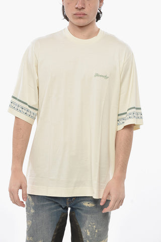 Rundhals-T-Shirt aus Baumwolle mit floralen Details