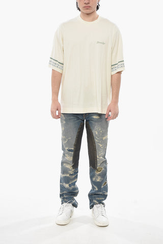 Rundhals-T-Shirt aus Baumwolle mit floralen Details