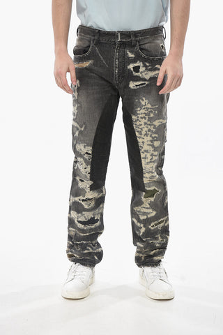 Distressed Regular-Fit-Jeans mit 20 cm Aufnähern
