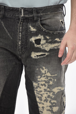 Distressed Regular-Fit-Jeans mit 20 cm Aufnähern