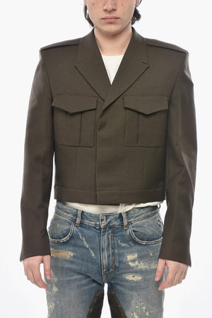 Cropped-Fit Doppelreiher-Blazer aus Woll-Twill
