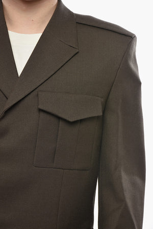 Cropped-Fit Doppelreiher-Blazer aus Woll-Twill