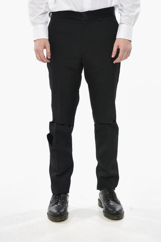 Hose aus Wolle mit Cut-out-Details aus Satin