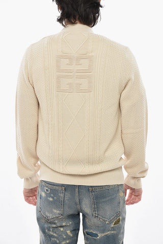 Cardigan Cable Knit in Cotone con Bottoni Rivestiti