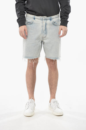 Light-Wash Denim Shorts with Raw Hem