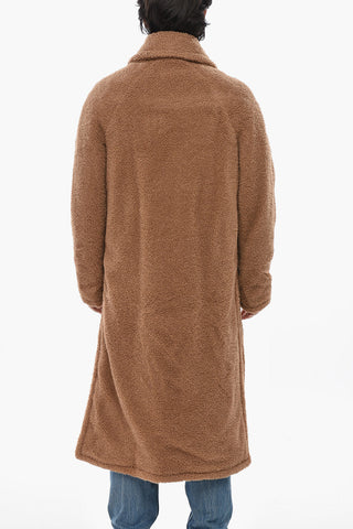 Double-Breasted Teddy Coat with Covered Buttons