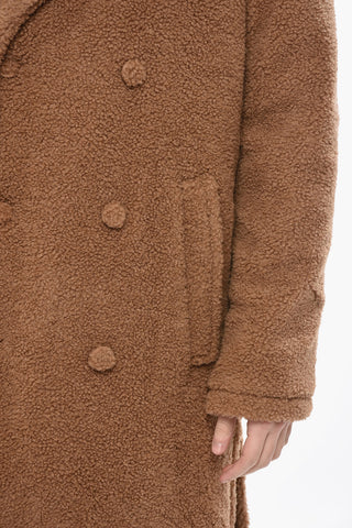 Double-Breasted Teddy Coat with Covered Buttons