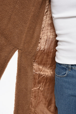 Double-Breasted Teddy Coat with Covered Buttons