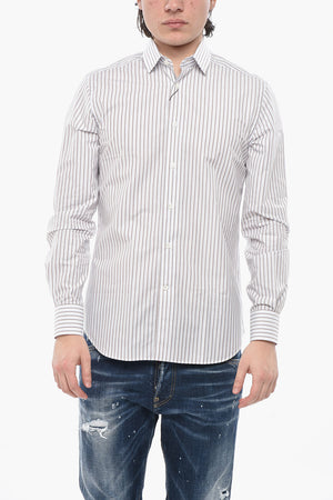 Striped Cotton Poplin Shirt with French Collar