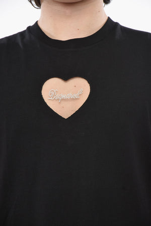 Ärmelloses T-Shirt mit Rundhalsausschnitt aus Baumwolle und Strass-Logo