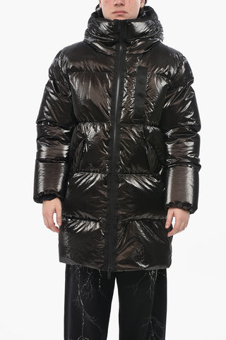 Coated Nylon Puffer Jacket With Front Zip