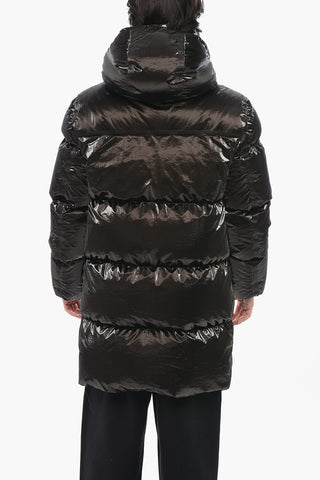Coated Nylon Puffer Jacket With Front Zip