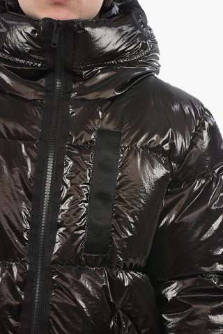 Coated Nylon Puffer Jacket With Front Zip