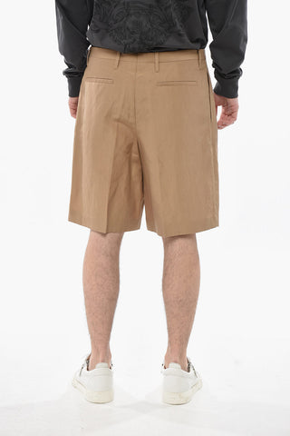 Chino-Shorts aus Leinen und Seide mit zwei Bundfalten