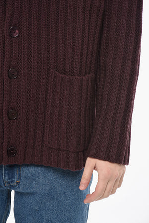 Ribbed Cashmere Cardigan with Patch Pockets