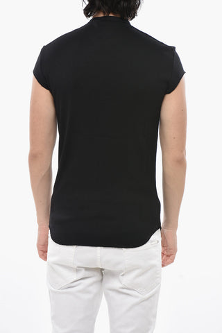 Slim-Fit-Rundhals-T-Shirt mit Rippenstruktur