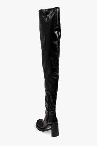 Maxi Stiefel D-HAMMER aus veganem Leder mit 10 cm geprägtem Monogramm