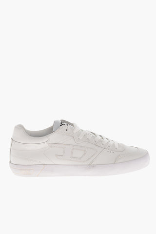 Leather Low-Top Sneakers S-LEROJI Solid-Color With Tone-On-Tone Monogram