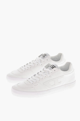 Low-Top-Sneaker S-LEROJI aus Leder uni mit Ton-in-Ton-Monogramm