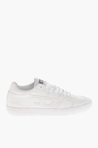 Low-Top-Sneaker S-LEROJI aus Leder uni mit Ton-in-Ton-Monogramm