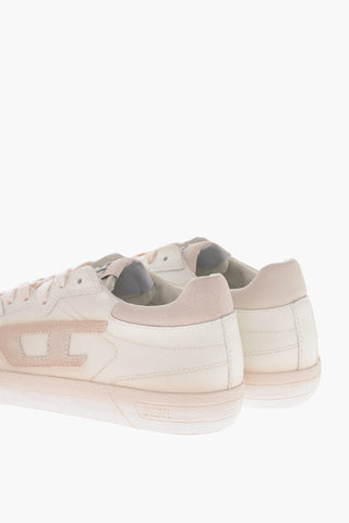 Low-Top-Sneaker S-LEROJI aus Leder uni mit Ton-in-Ton-Monogramm