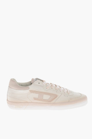 Low-Top-Sneaker S-LEROJI aus Leder uni mit Ton-in-Ton-Monogramm