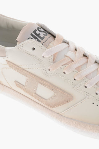 Low-Top-Sneaker S-LEROJI aus Leder uni mit Ton-in-Ton-Monogramm