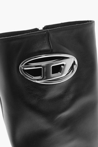 Lederstiefel D-VENUS mit Cut-Out-Logo und 9-cm-Absatz